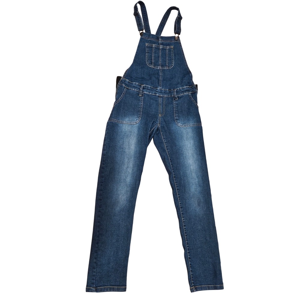 Planet‎ Motherhood Maternity Overalls Women's Medium Dark Wash Denim Jeans